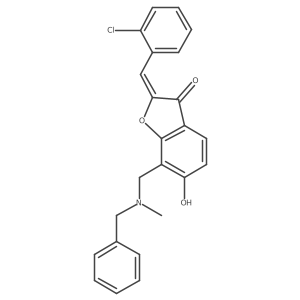 (2Z)-7-{[benzyl(methyl)amino]methyl}-2-(2-chlorobenzylidene)-6-hydroxy-1-benzofuran-3(2H)-one结构式