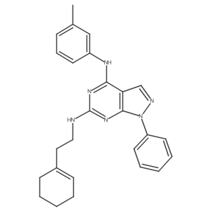 N~6~-[2-(cyclohex-1-en-1-yl)ethyl]-N~4~-(3-methylphenyl)-1-phenyl-1H-pyrazolo[3,4-d]pyrimidine-4,6-diamine结构式