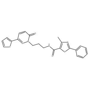 4-methyl-N-{3-[6-oxo-3-(thiophen-2-yl)-1,6-dihydropyridazin-1-yl]propyl}-2-phenyl-1,3-thiazole-5-carboxamide结构式