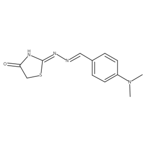 (Z)-2-((E)-(4-(dimethylamino)benzylidene)hydrazono)thiazolidin-4-one结构式