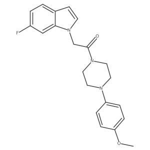 COc1ccc(N2CCN(C(=O)Cn3ccc4ccc(F)cc43)CC2)cc1结构式