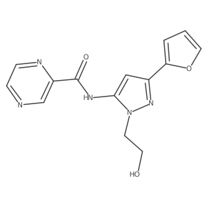 N-(3-(furan-2-yl)-1-(2-hydroxyethyl)-1H-pyrazol-5-yl)pyrazine-2-carboxamide Structure
