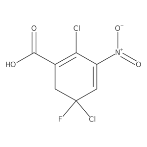 2,5-Dichloro-5-fluoro-3-nitro-1,3-cyclohexadiene-1-carboxylic acid结构式