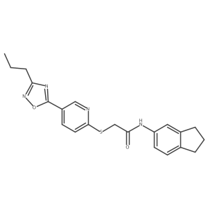 N-(2,3-dihydro-1H-inden-5-yl)-2-((5-(3-propyl-1,2,4-oxadiazol-5-yl)pyridin-2-yl)thio)acetamide结构式