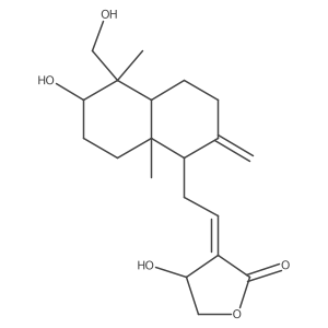 (3E)-4-hydroxy-3-{2-[(4aS,5R,6R,8aS)-6-hydroxy-5-(hydroxymethyl)-5,8a-dimethyl-2-methylidenedecahydronaphthalen-1-yl]ethylidene}dihydrofuran-2(3H)-one Structure