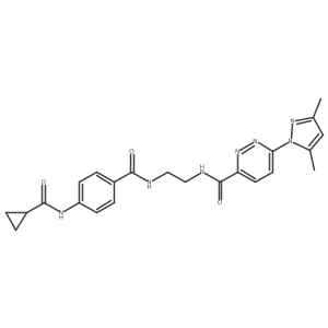 N-(2-(4-(cyclopropanecarboxamido)benzamido)ethyl)-6-(3,5-dimethyl-1H-pyrazol-1-yl)pyridazine-3-carboxamide结构式