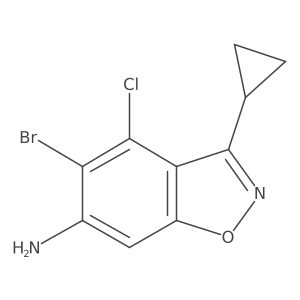 5-Bromo-4-chloro-3-cyclopropyl-1,2-benzisoxazol-6-amine结构式