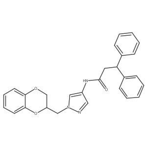 N-(1-((2,3-dihydrobenzo[b][1,4]dioxin-2-yl)methyl)-1H-pyrazol-4-yl)-3,3-diphenylpropanamide Structure