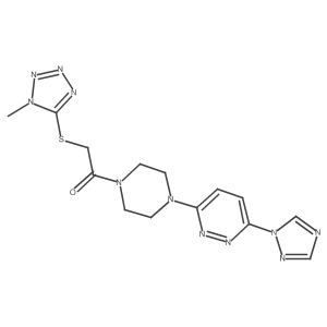 1-(4-(6-(1H-1,2,4-triazol-1-yl)pyridazin-3-yl)piperazin-1-yl)-2-((1-methyl-1H-tetrazol-5-yl)thio)ethanone Structure