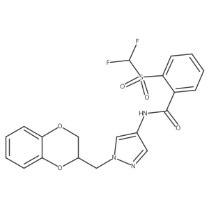 2-((difluoromethyl)sulfonyl)-N-(1-((2,3-dihydrobenzo[b][1,4]dioxin-2-yl)methyl)-1H-pyrazol-4-yl)benzamide结构式