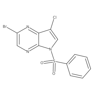 2-Bromo-7-chloro-5-(phenylsulfonyl)-5H-pyrrolo[2,3-b]pyrazine结构式