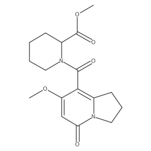 Methyl 1-(7-methoxy-5-oxo-1,2,3,5-tetrahydroindolizine-8-carbonyl)piperidine-2-carboxylate结构式
