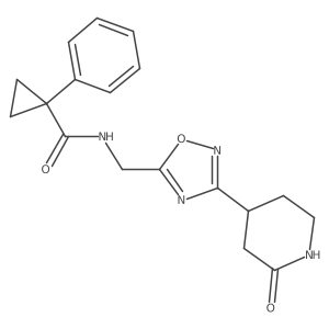 N-[[3-(2-oxopiperidin-4-yl)-1,2,4-oxadiazol-5-yl]methyl]-1-phenylcyclopropane-1-carboxamide Structure