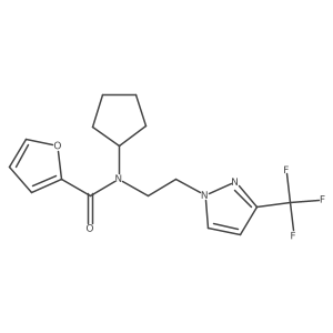 N-cyclopentyl-N-(2-(3-(trifluoromethyl)-1H-pyrazol-1-yl)ethyl)furan-2-carboxamide结构式