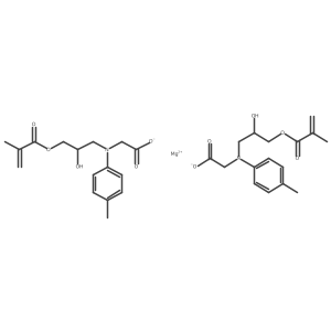 Magnesium, bis(3-(((carboxy-kappaO)methyl)(4-methylphenyl)amino-kappaN)-2-hydroxypropyl 2-methyl-2-propenoato)-, (T-4)-结构式