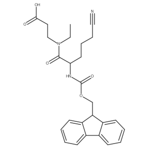 3-[5-cyano-N-ethyl-2-({[(9H-fluoren-9-yl)methoxy]carbonyl}amino)pentanamido]propanoic acid结构式