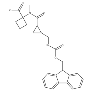 rac-1-[N-methyl(1R,2S)-2-[({[(9H-fluoren-9-yl)methoxy]carbonyl}amino)methyl]cyclopropaneamido]cyclobutane-1-carboxylic acid结构式