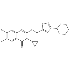 2-{[(3-Cyclohexyl-1,2,4-oxadiazol-5-yl)methyl]sulfanyl}-3-cyclopropyl-6,7-difluoro-3,4-dihydroquinazolin-4-one Structure