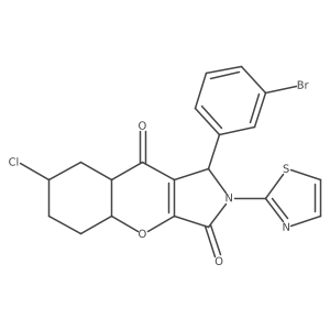 1-(3-bromophenyl)-7-chloro-2-(1,3-thiazol-2-yl)-4a,5,6,7,8,8a-hexahydro-1H-chromeno[2,3-c]pyrrole-3,9-dione结构式