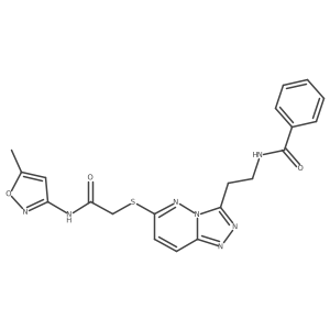 N-(2-(6-((2-((5-methylisoxazol-3-yl)amino)-2-oxoethyl)thio)-[1,2,4]triazolo[4,3-b]pyridazin-3-yl)ethyl)benzamide结构式