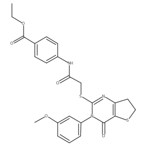 Ethyl 4-(2-((3-(3-methoxyphenyl)-4-oxo-3,4,6,7-tetrahydrothieno[3,2-d]pyrimidin-2-yl)thio)acetamido)benzoate结构式