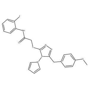 N-(2-fluorophenyl)-2-({5-[(4-methoxyphenyl)methyl]-4-(1H-pyrrol-1-yl)-4H-1,2,4-triazol-3-yl}sulfanyl)acetamide Structure