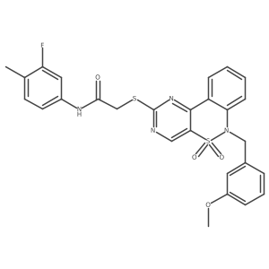 N-(3-fluoro-4-methylphenyl)-2-{[6-(3-methoxybenzyl)-5,5-dioxido-6H-pyrimido[5,4-c][2,1]benzothiazin-2-yl]thio}acetamide Structure