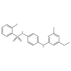 2-fluoro-N-(4-((6-methoxy-2-methylpyrimidin-4-yl)amino)phenyl)benzenesulfonamide结构式