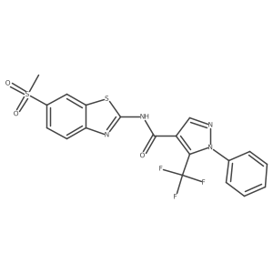 N-[6-(Methylsulfonyl)-2-benzothiazolyl]-1-phenyl-5-(trifluoromethyl)-1H-pyrazole-4-carboxamide结构式