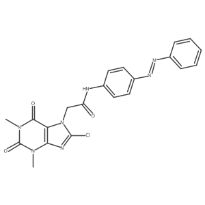 2-(8-chloro-1,3-dimethyl-2,6-dioxopurin-7-yl)-N-(4-phenyldiazenylphenyl)acetamide结构式