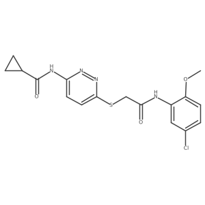 N-[6-({[(5-chloro-2-methoxyphenyl)carbamoyl]methyl}sulfanyl)pyridazin-3-yl]cyclopropanecarboxamide结构式