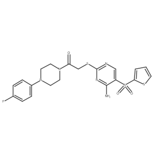 2-{[4-Amino-5-(thiophene-2-sulfonyl)pyrimidin-2-yl]sulfanyl}-1-[4-(4-fluorophenyl)piperazin-1-yl]ethan-1-one结构式