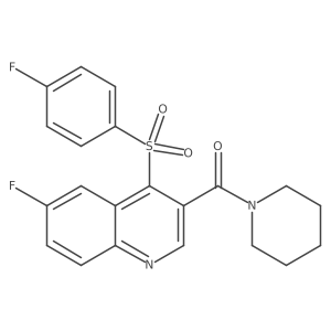 6-Fluoro-4-[(4-fluorophenyl)sulfonyl]-3-(piperidin-1-ylcarbonyl)quinoline Structure