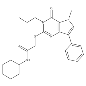 N-cyclohexyl-2-({5-methyl-4-oxo-7-phenyl-3-propyl-3H,4H,5H-pyrrolo[3,2-d]pyrimidin-2-yl}sulfanyl)acetamide结构式