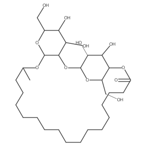 Octadecanoic acid, 17-[(2-O-I(2)-D-glucopyranosyl-I(2)-D-glucopyranosyl)oxy]-, intramol. 1,4a(2)a(2)-ester Structure