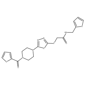 N-(furan-2-ylmethyl)-2-((5-(4-(thiophene-2-carbonyl)piperazin-1-yl)-1,3,4-thiadiazol-2-yl)thio)acetamide Structure