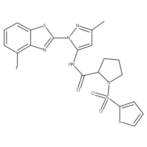 N-(1-(4-fluorobenzo[d]thiazol-2-yl)-3-methyl-1H-pyrazol-5-yl)-1-(thiophen-2-ylsulfonyl)pyrrolidine-2-carboxamide Structure