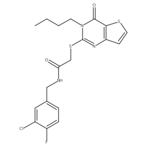 2-({3-butyl-4-oxo-3H,4H-thieno[3,2-d]pyrimidin-2-yl}sulfanyl)-N-[(3-chloro-4-fluorophenyl)methyl]acetamide Structure