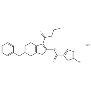 Ethyl 6-benzyl-2-(5-chlorothiophene-2-carboxamido)-4,5,6,7-tetrahydrothieno[2,3-c]pyridine-3-carboxylate hydrochloride结构式