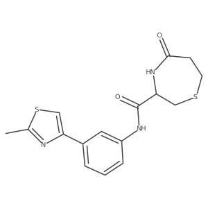 N-(3-(2-methylthiazol-4-yl)phenyl)-5-oxo-1,4-thiazepane-3-carboxamide结构式