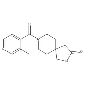 8-(3-Fluoroisonicotinoyl)-2,8-diazaspiro[4.5]decan-3-one结构式