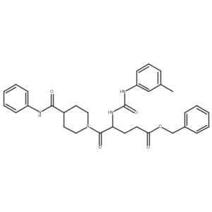 benzyl (4R)-4-[(3-methylphenyl)carbamoylamino]-5-oxo-5-[4-(phenylcarbamoyl)piperidin-1-yl]pentanoate结构式