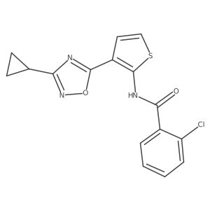 2-chloro-N-[3-(3-cyclopropyl-1,2,4-oxadiazol-5-yl)thiophen-2-yl]benzamide结构式