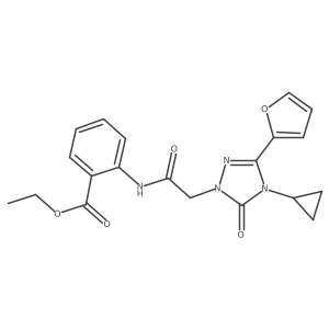 ethyl 2-(2-(4-cyclopropyl-3-(furan-2-yl)-5-oxo-4,5-dihydro-1H-1,2,4-triazol-1-yl)acetamido)benzoate Structure