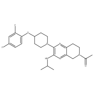 1-(2-(4-(2,4-difluorophenoxy)piperidin-1-yl)-3-(isopropylamino)-7,8-dihydropyrido[3,4-b]pyrazin-6(5H)-yl)ethanone Structure