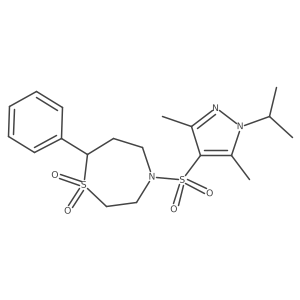 4-((1-isopropyl-3,5-dimethyl-1H-pyrazol-4-yl)sulfonyl)-7-phenyl-1,4-thiazepane 1,1-dioxide结构式