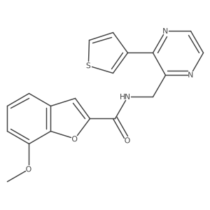 7-methoxy-N-((3-(thiophen-3-yl)pyrazin-2-yl)methyl)benzofuran-2-carboxamide Structure