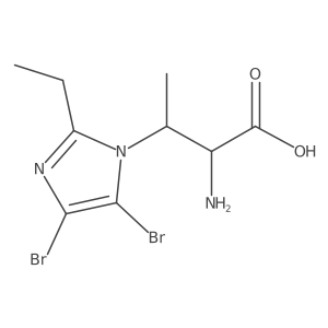 2-amino-3-(4,5-dibromo-2-ethyl-1H-imidazol-1-yl)butanoic acid结构式
