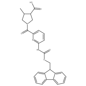 1-[6-({[(9H-fluoren-9-yl)methoxy]carbonyl}amino)pyridine-2-carbonyl]-4-methylpyrrolidine-3-carboxylic acid Structure