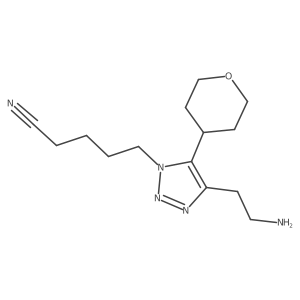 5-[4-(2-aminoethyl)-5-(oxan-4-yl)-1H-1,2,3-triazol-1-yl]pentanenitrile结构式